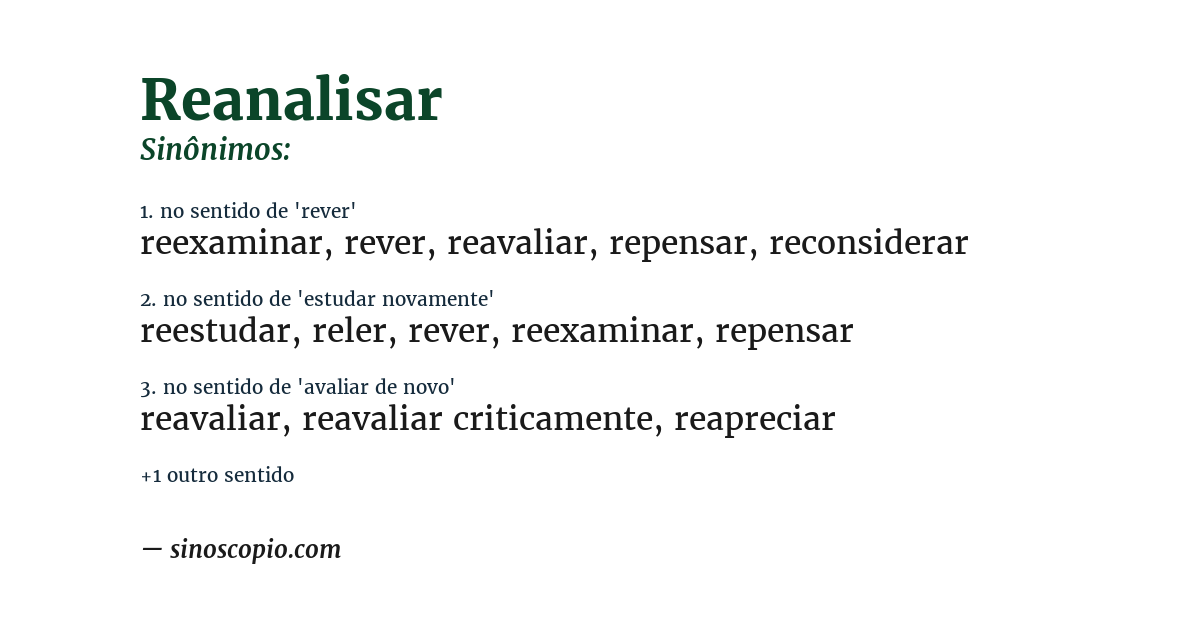 Sinônimo de reanalisar