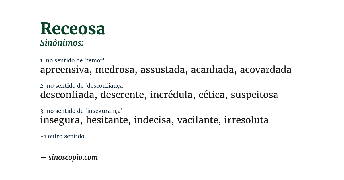 Sinônimo de receosa