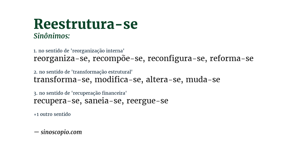 Sinônimo de reestrutura-se