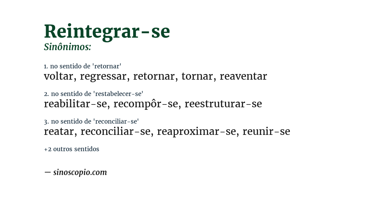 Sinônimo de reintegrar-se