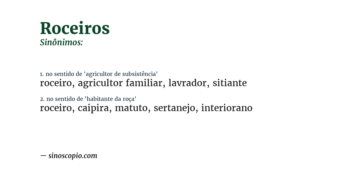 Sinônimo de roceiros