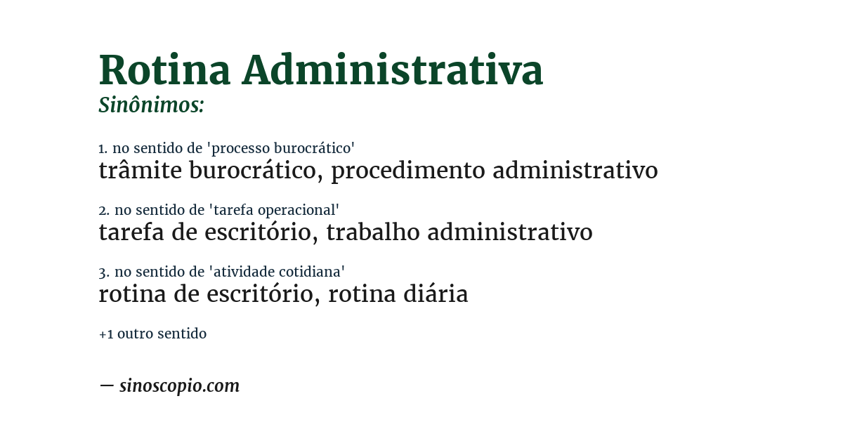 Sinônimo de rotina administrativa