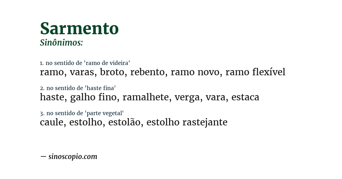 Sinônimo de sarmento