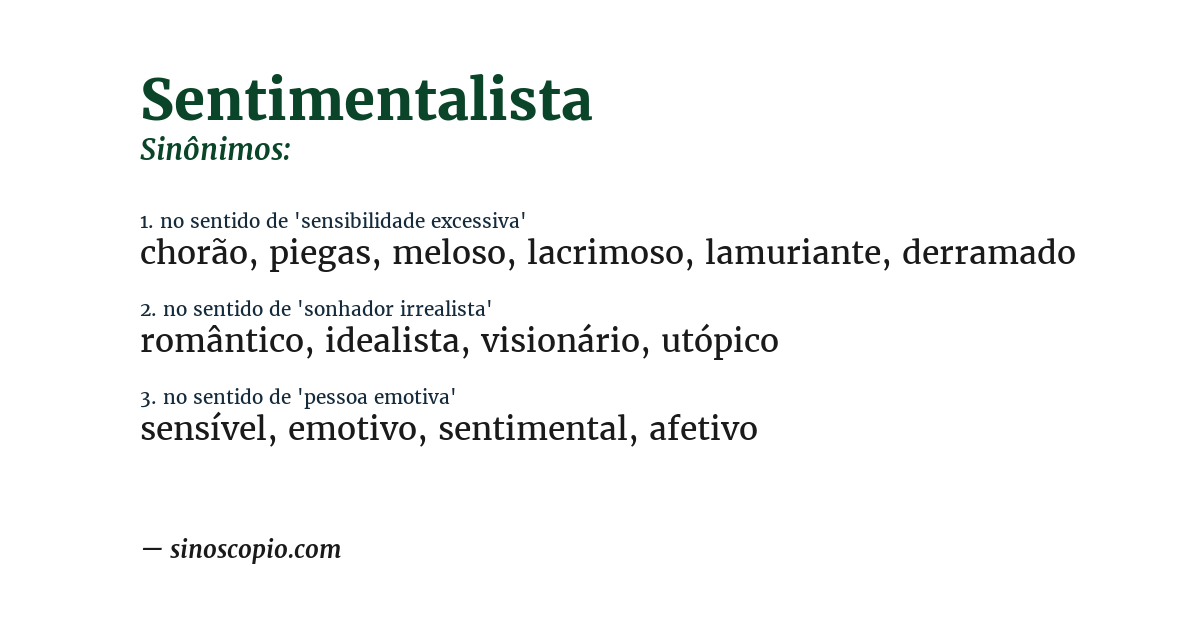 Sinônimo de sentimentalista