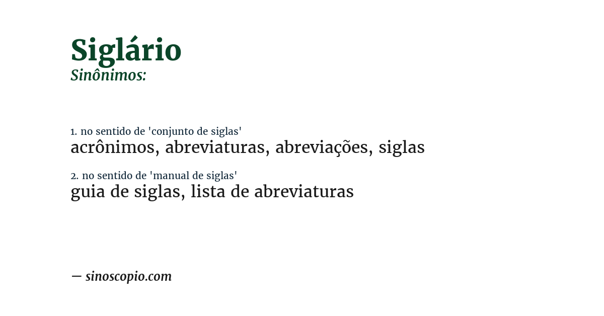 Sinônimo de siglário