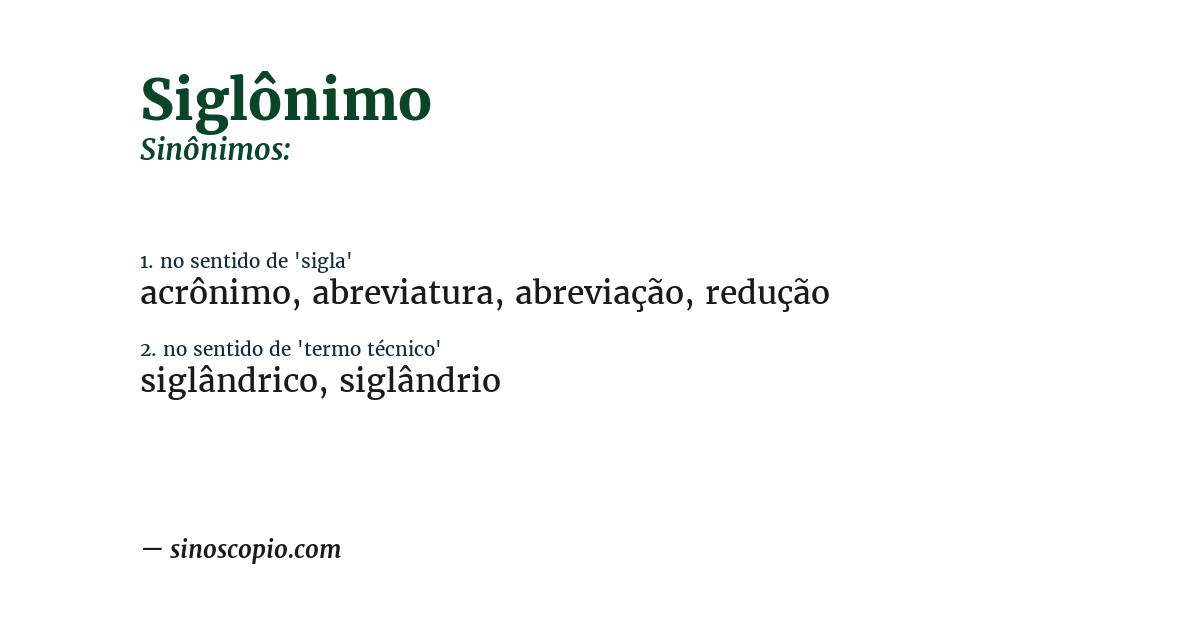 Sinônimo de siglônimo