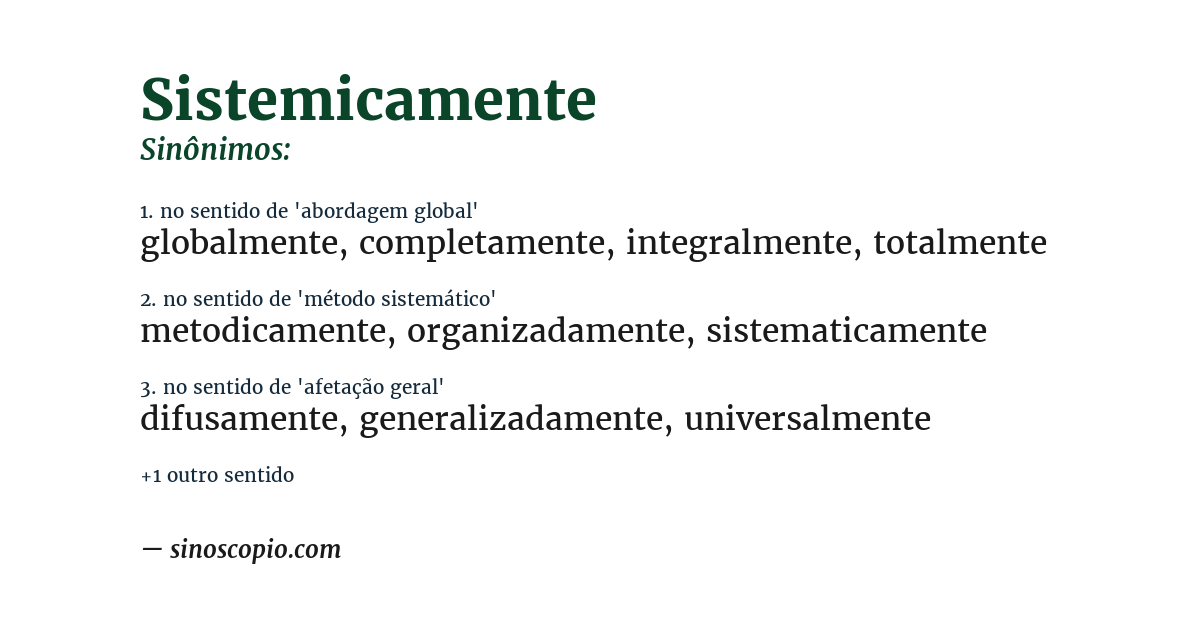 Sinônimo de sistemicamente
