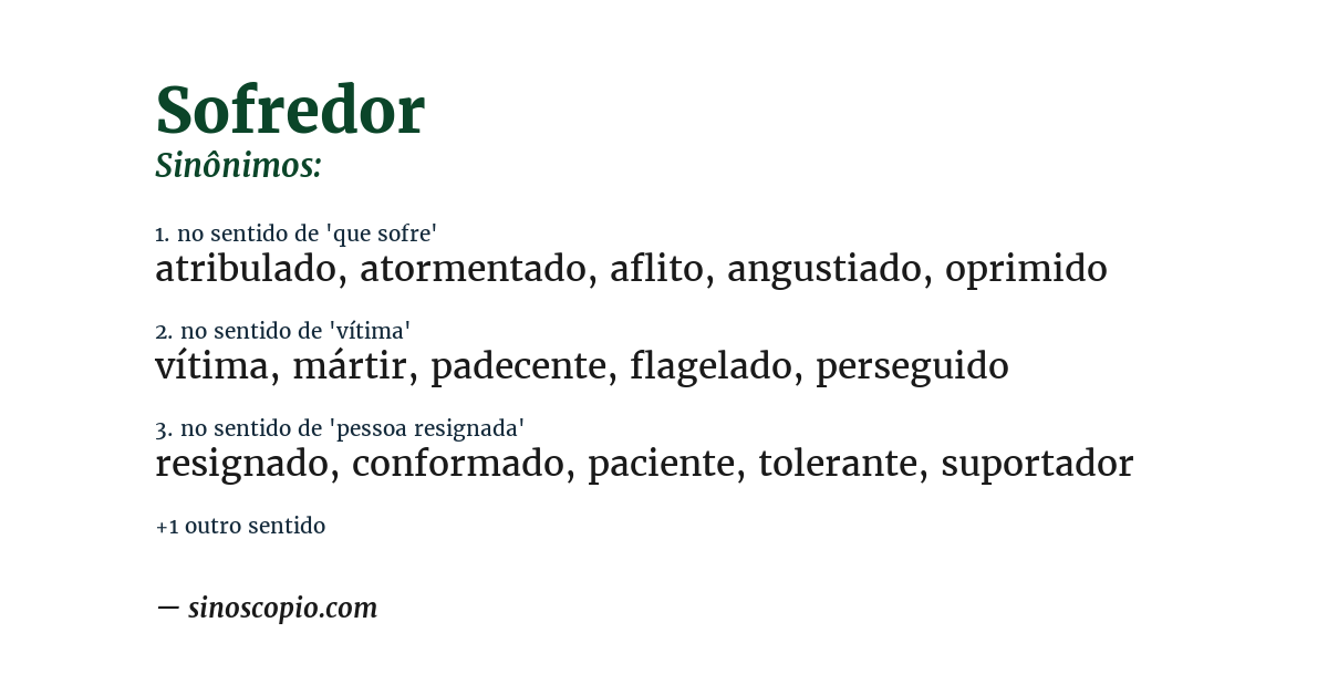Sinônimo de sofredor