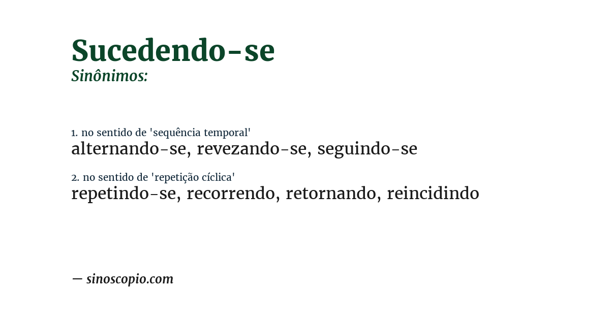 Sinônimo de sucedendo-se