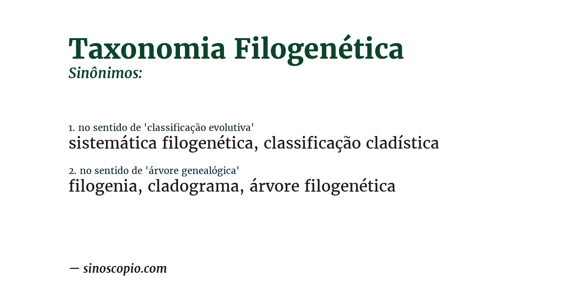 Sinônimo de taxonomia filogenética