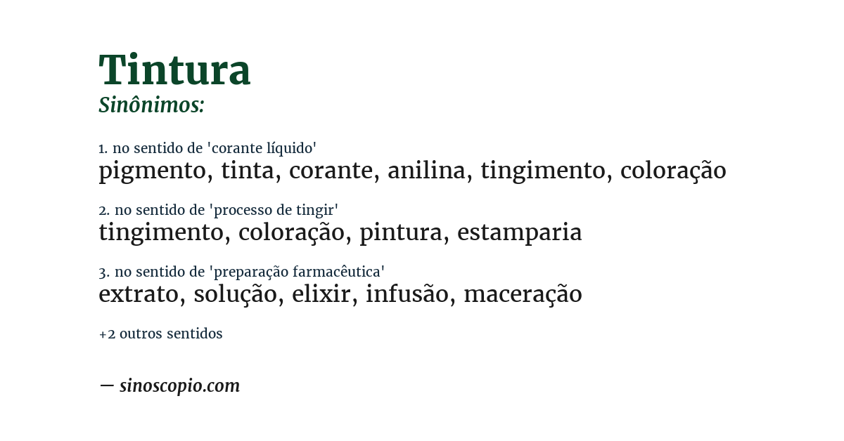Sinônimo de tintura