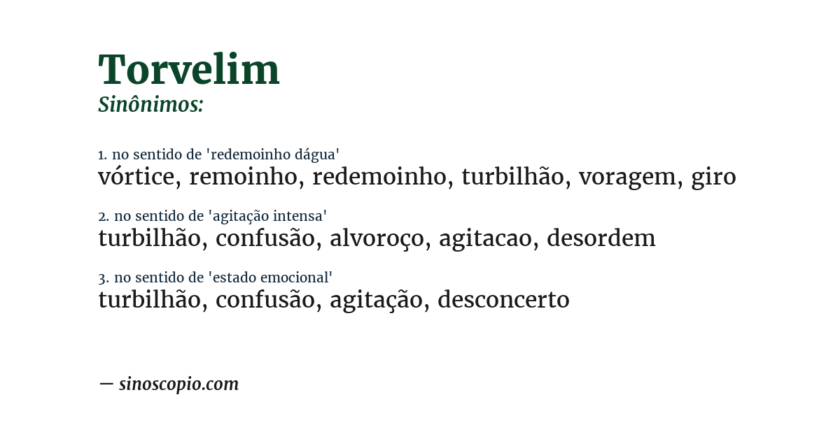 Sinônimo de torvelim