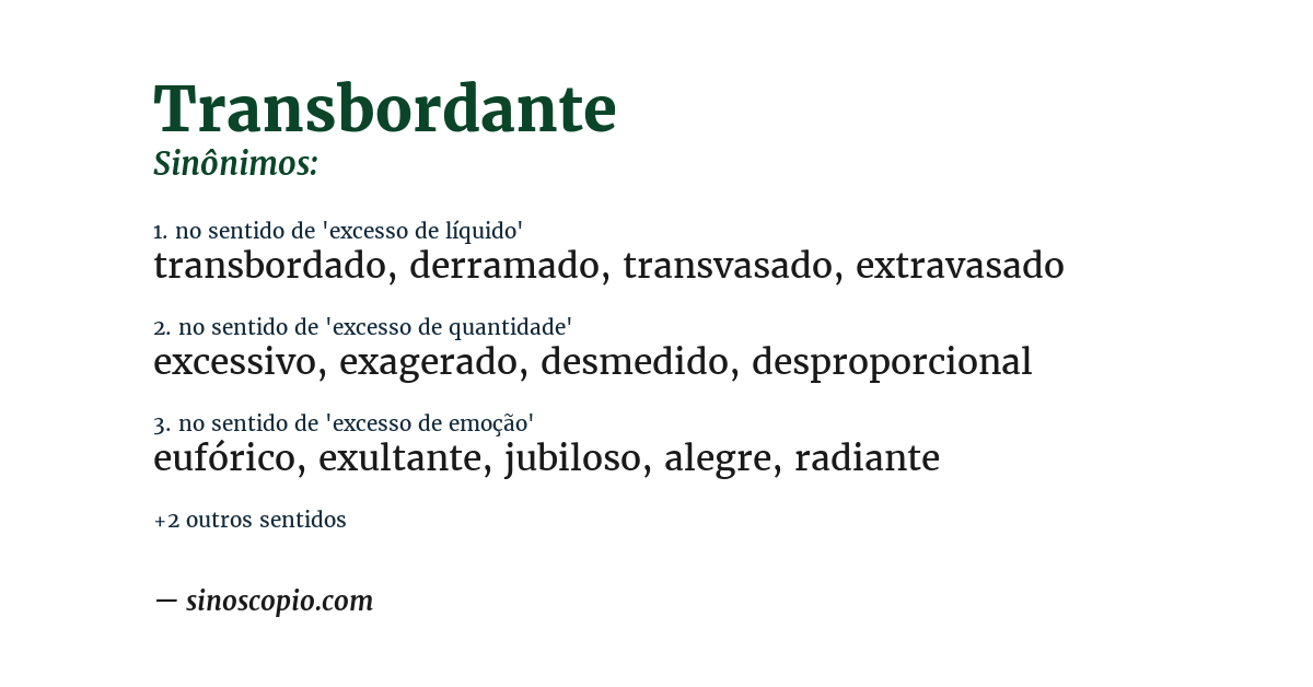 Sinônimo de transbordante
