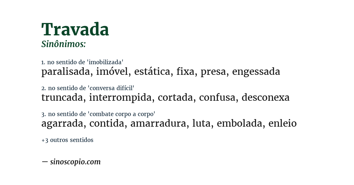 Sinônimo de travada