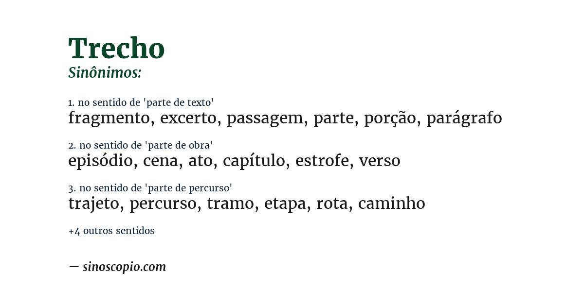 Sinônimo de trecho