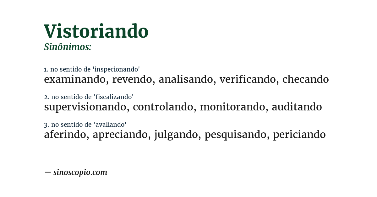 Sinônimo de vistoriando