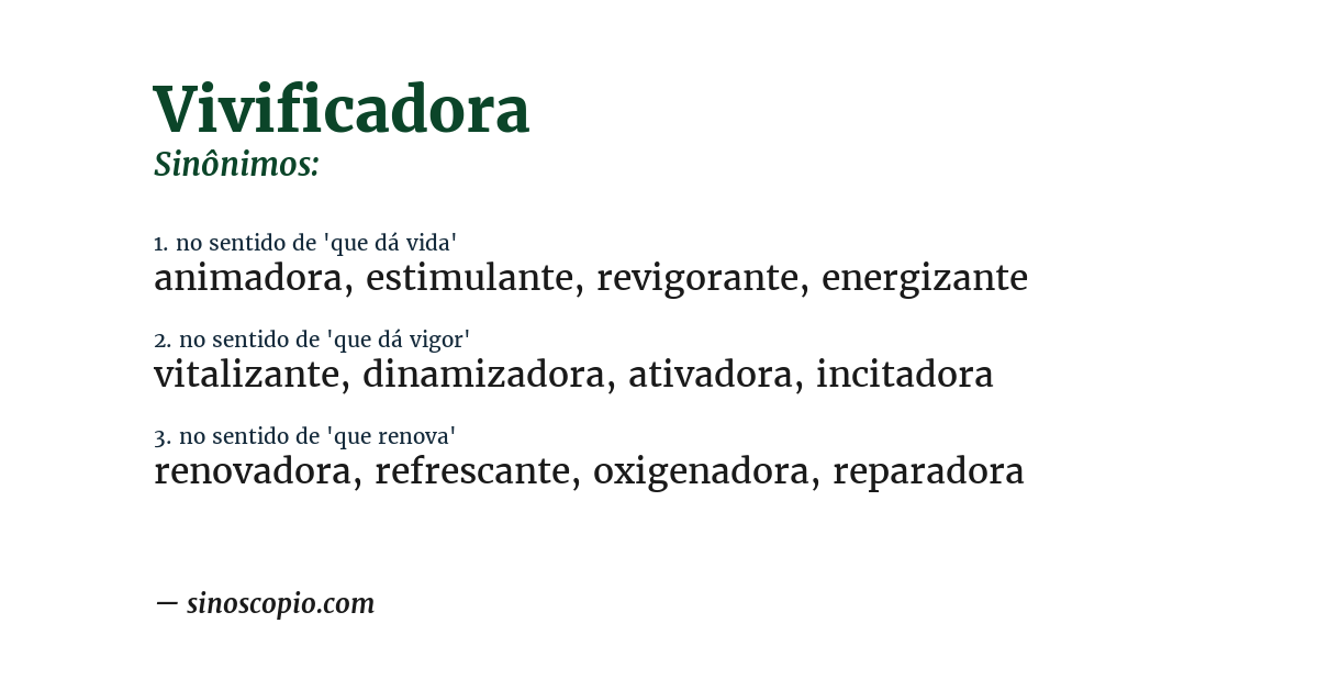 Sinônimo de vivificadora