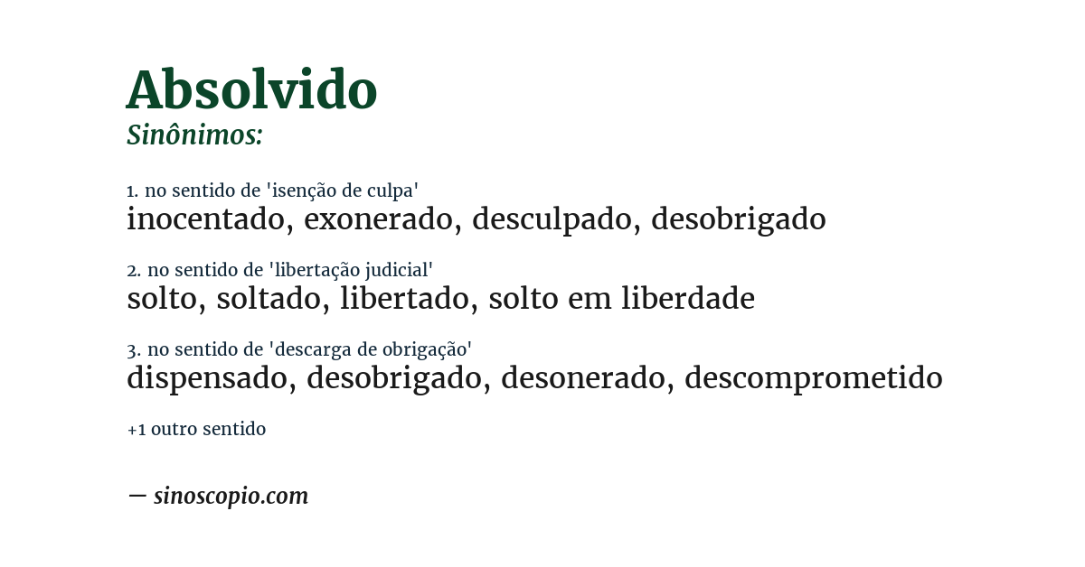 Sinônimo de absolvido