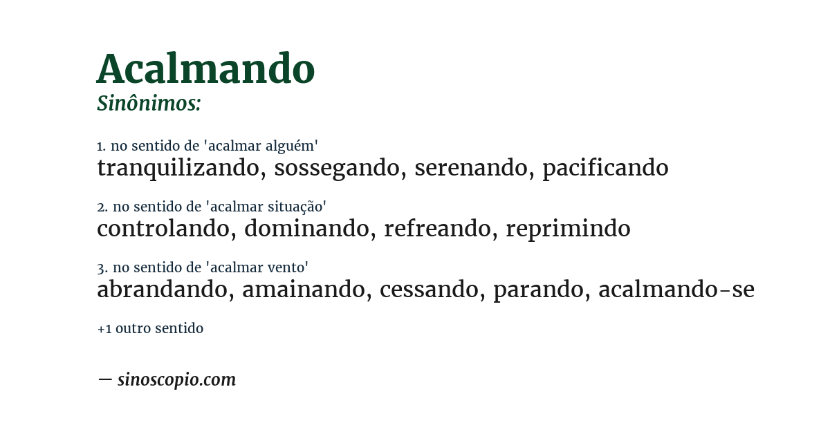 Sinônimo de acalmando