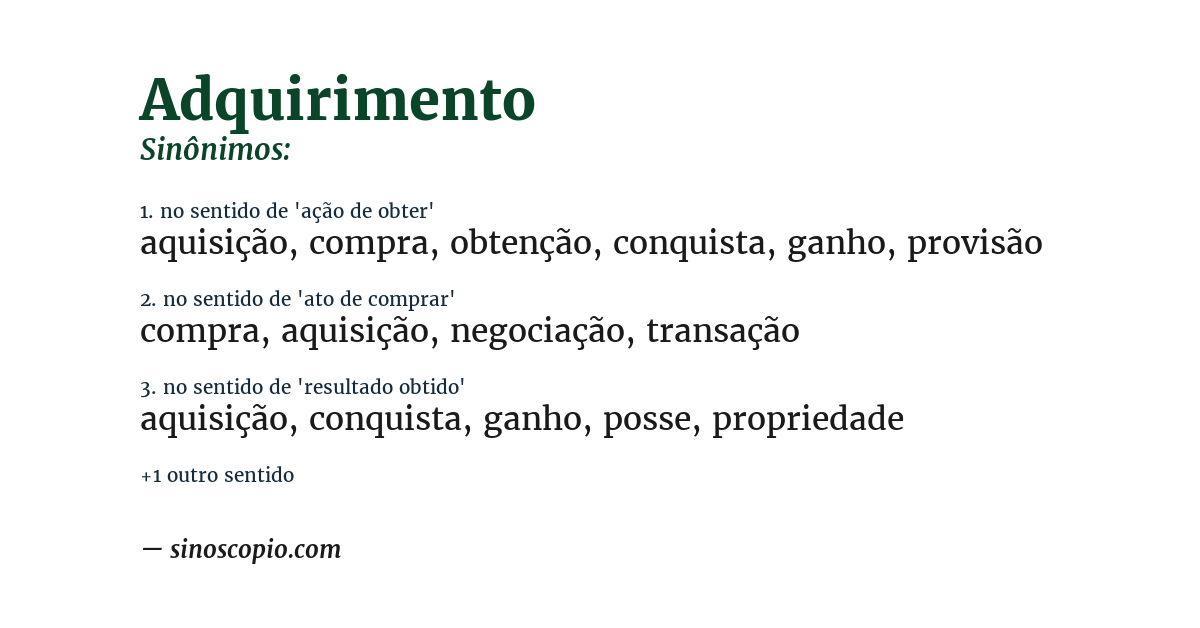 Sinônimo de adquirimento