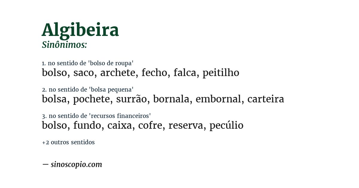 Sinônimo de algibeira