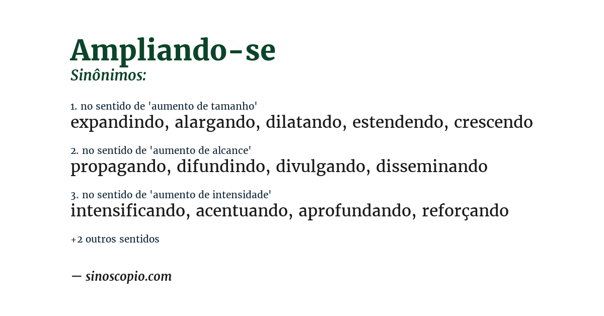 Sinônimo de ampliando-se