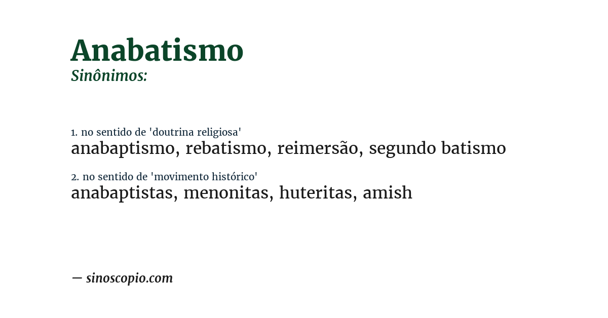 Sinônimo de anabatismo