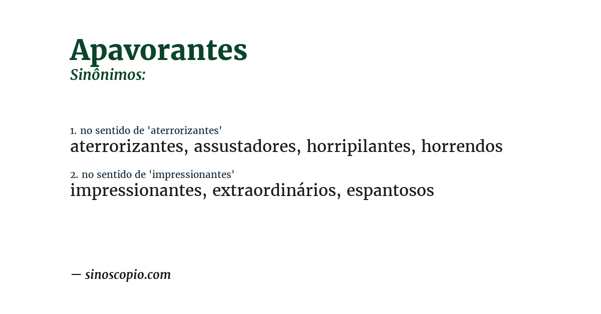 Sinônimo de apavorantes