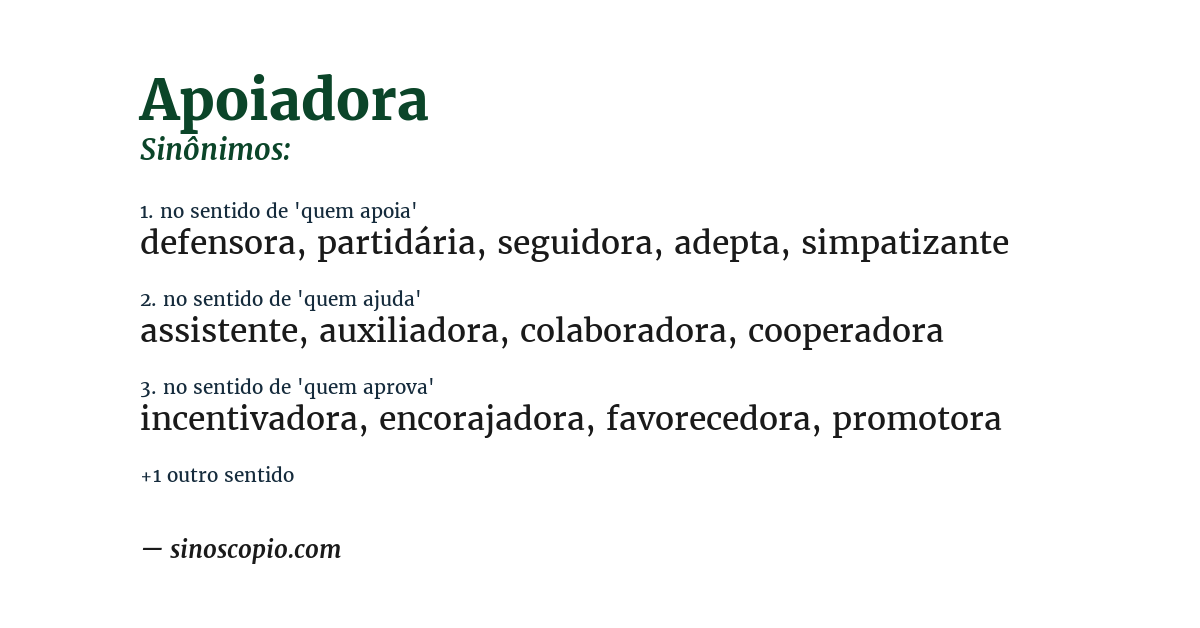 Sinônimo de apoiadora