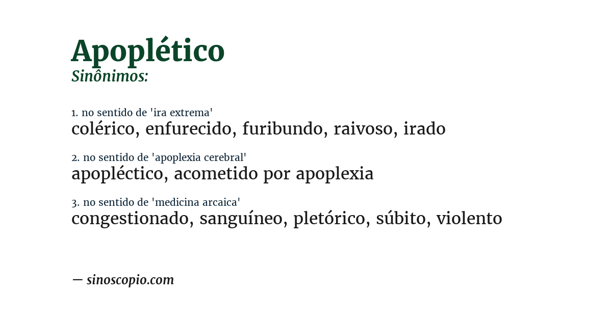 Sinônimo de apoplético