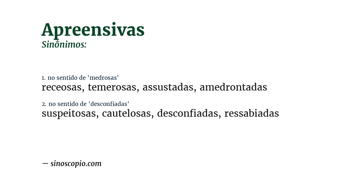 Sinônimo de apreensivas