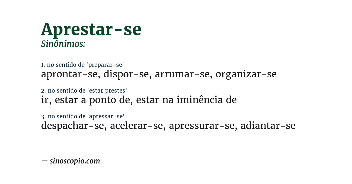 Sinônimo de aprestar-se