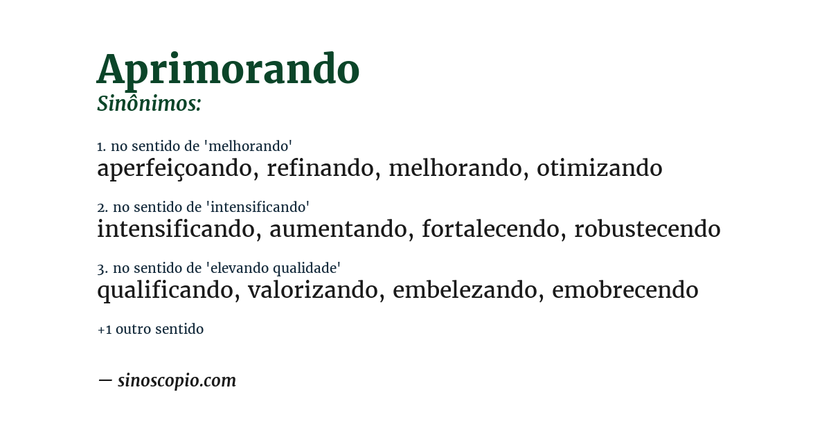 Sinônimo de aprimorando