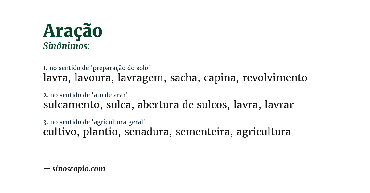 Sinônimo de aração