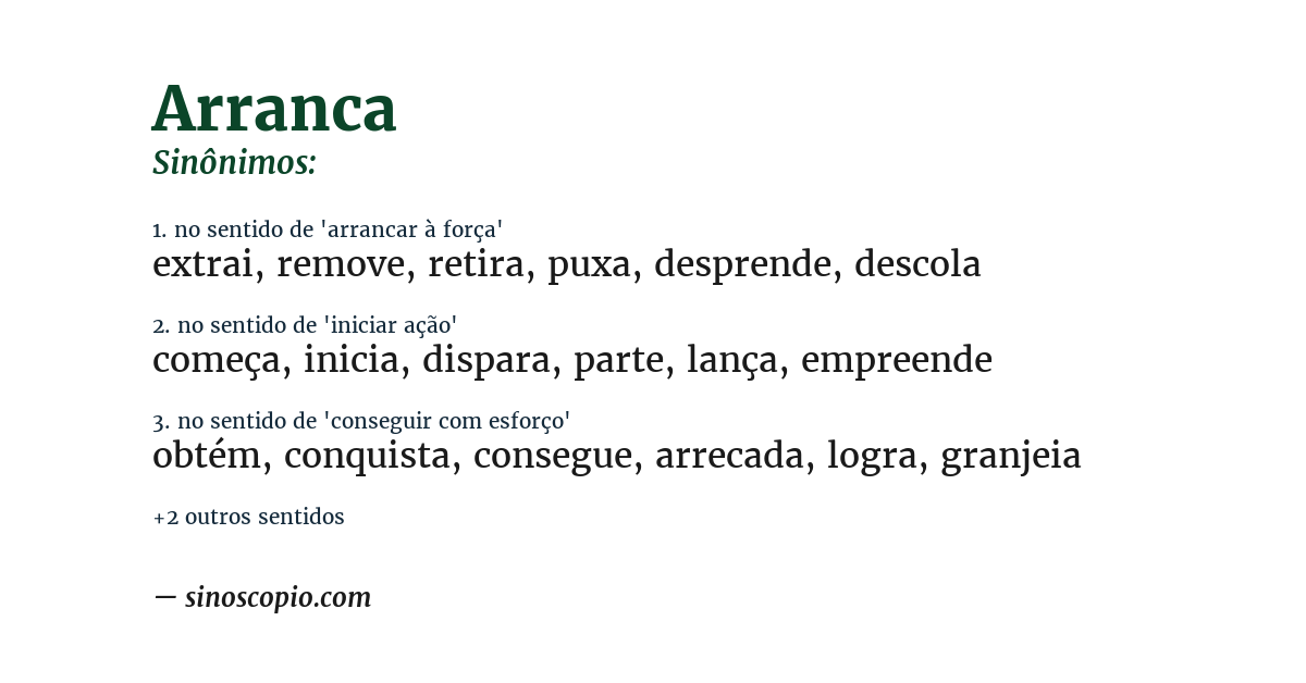 Sinônimo de arranca
