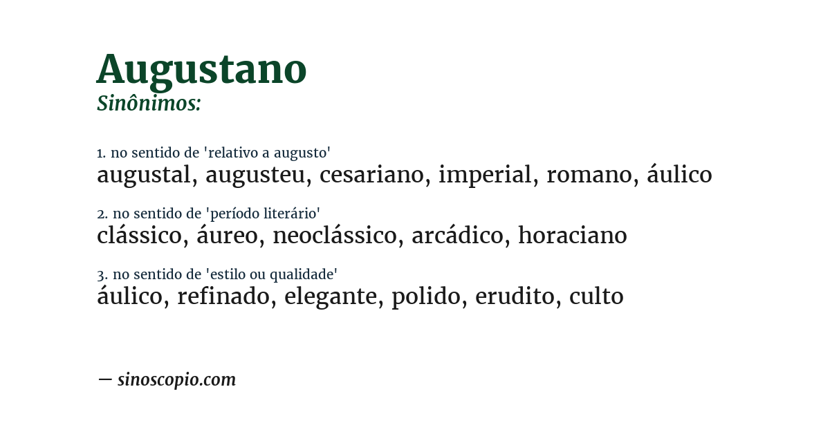 Sinônimo de augustano