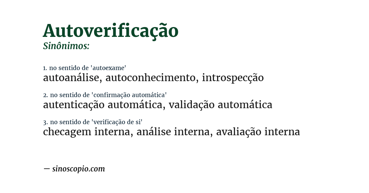 Sinônimo de autoverificação