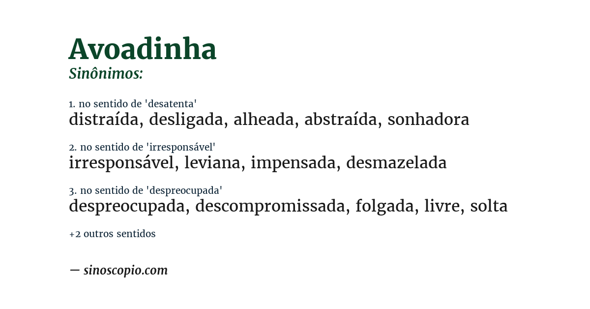 Sinônimo de avoadinha