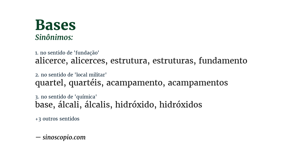 Sinônimo de bases