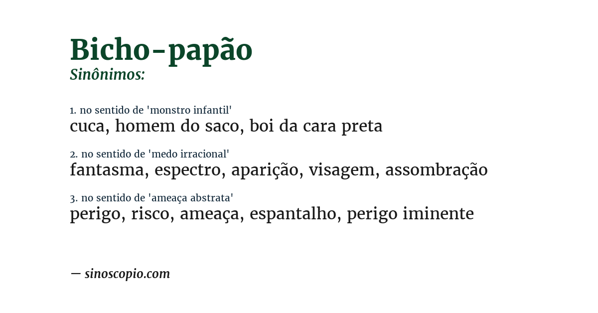 Sinônimo de bicho-papão