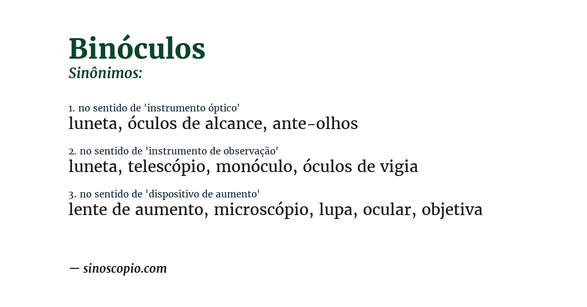Sinônimo de binóculos