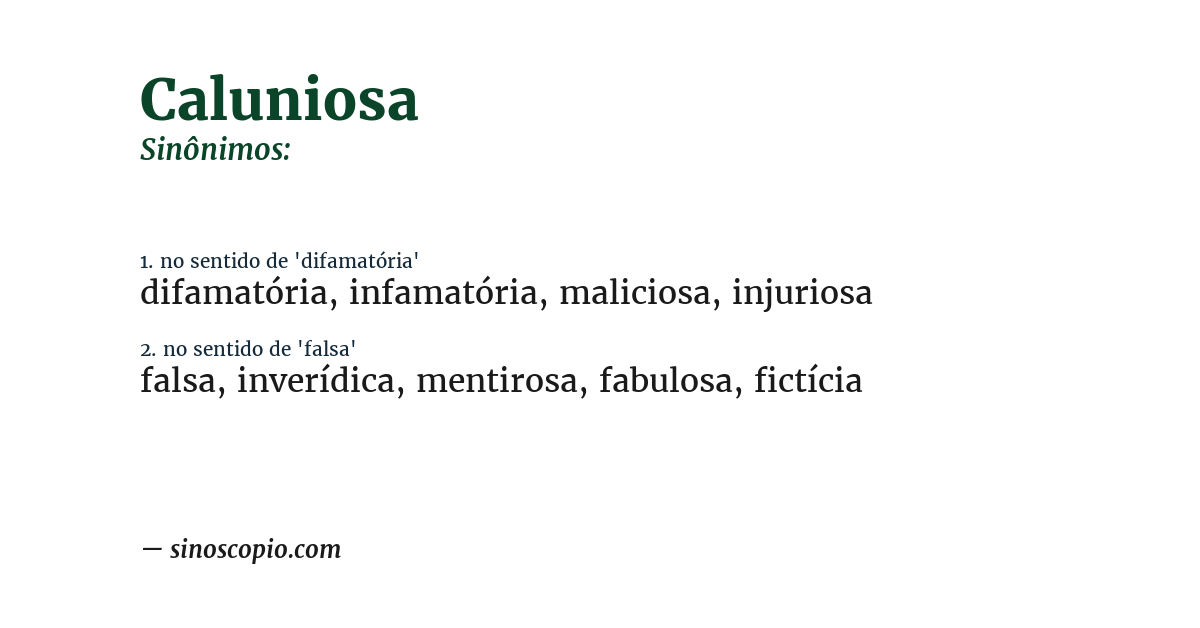 Sinônimo de caluniosa