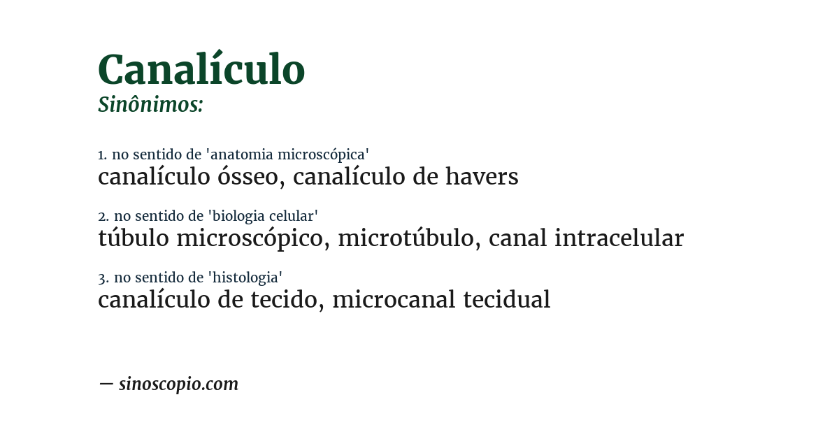 Sinônimo de canalículo