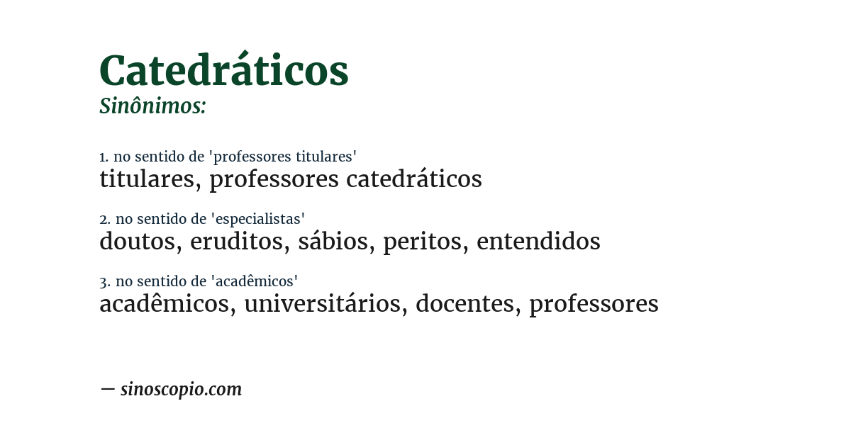 Sinônimo de catedráticos