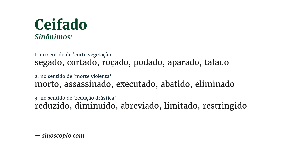 Sinônimo de ceifado