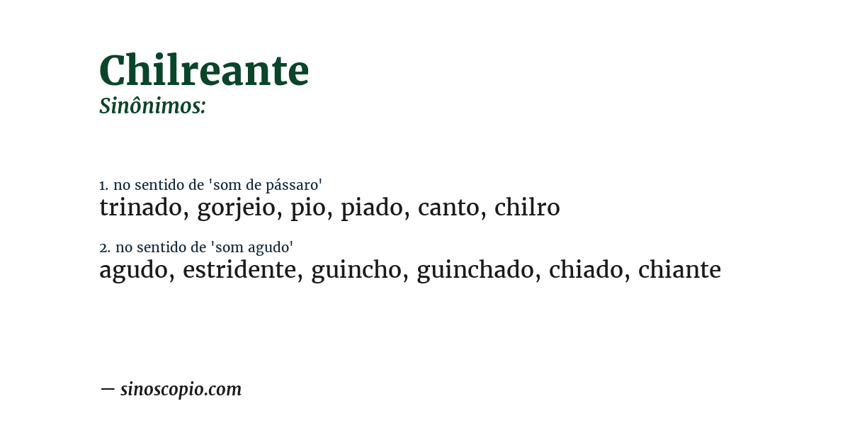 Sinônimo de chilreante
