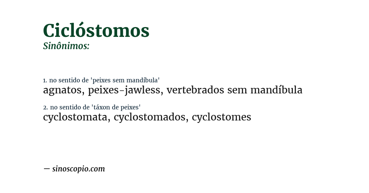 Sinônimo de ciclóstomos