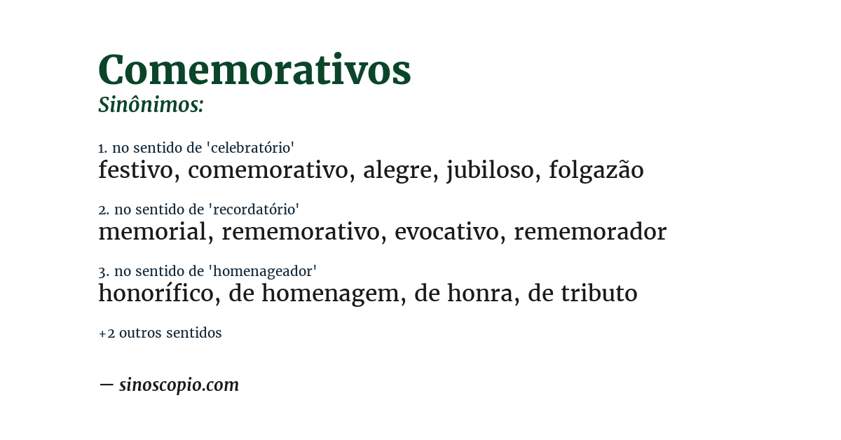 Sinônimo de comemorativos