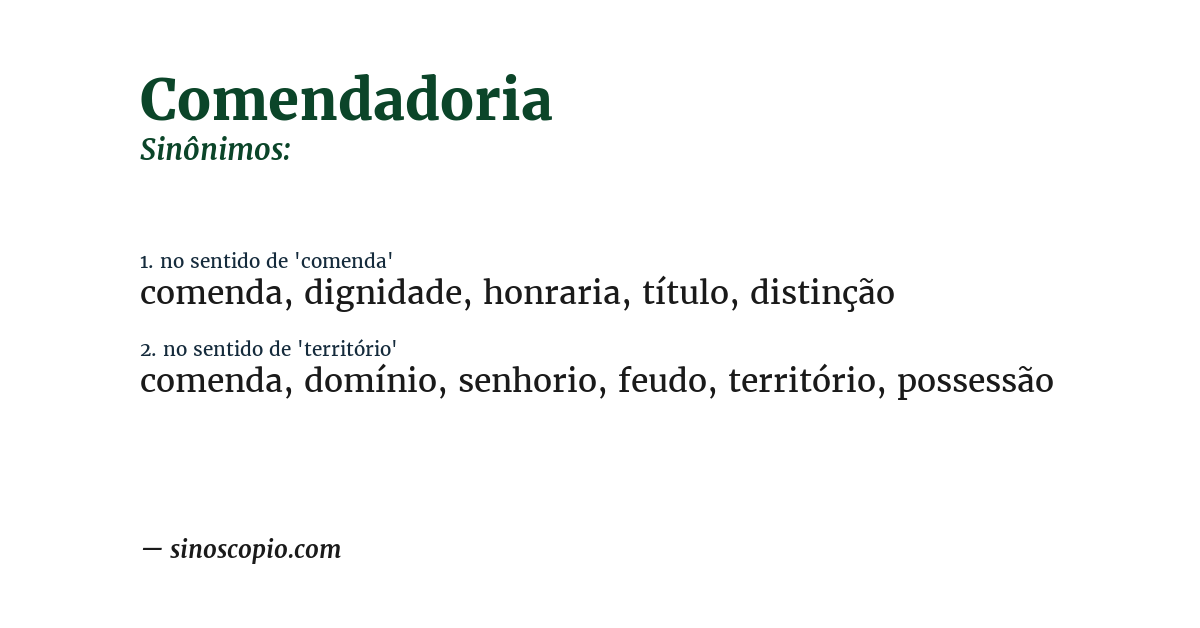 Sinônimo de comendadoria