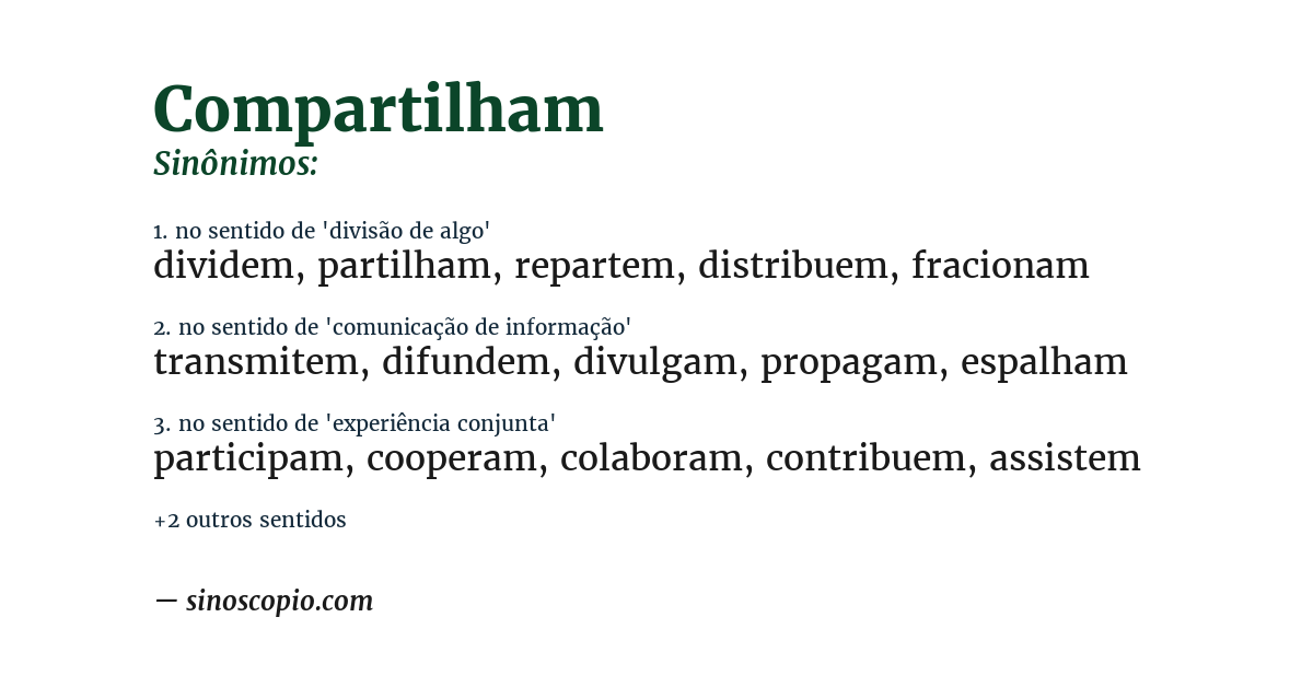 Sinônimo de compartilham